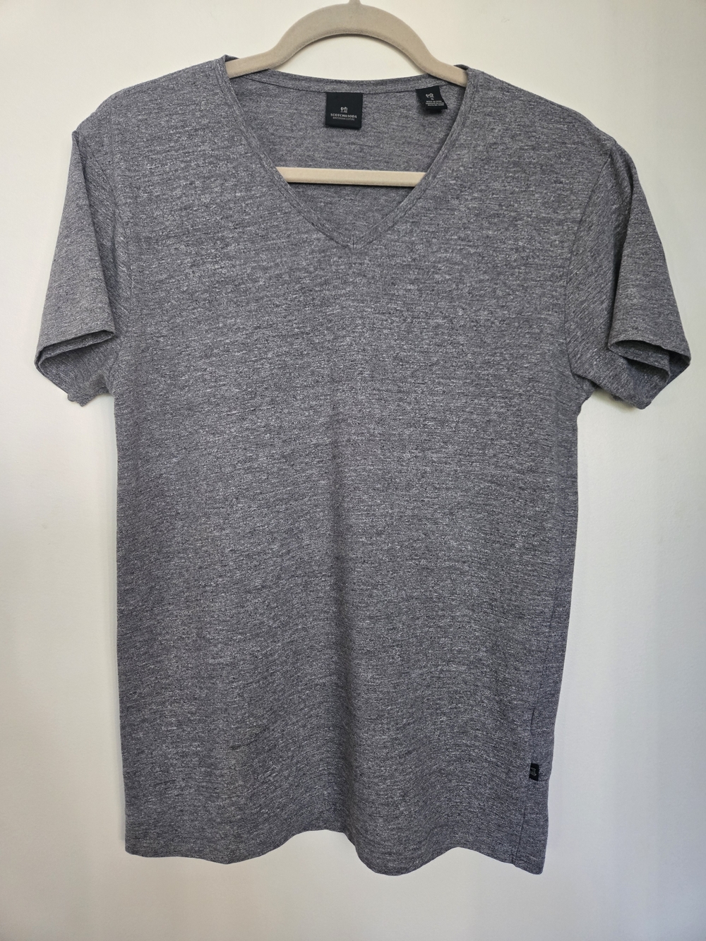 Scotch & Soda Heather Gray V-Neck Short Sleeve Tee
